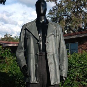 Cadretta Glove Leather Men's Vintage Customized Grey Leather Luxury Coat/Jacket